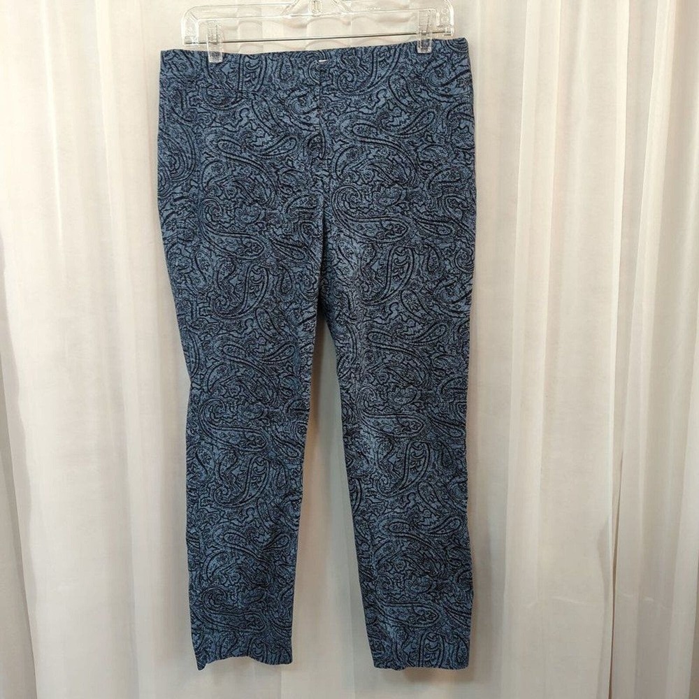 J Jill Pants‎ Womens Blue Paisley Perfect Ankle Cropped Pants Size 10